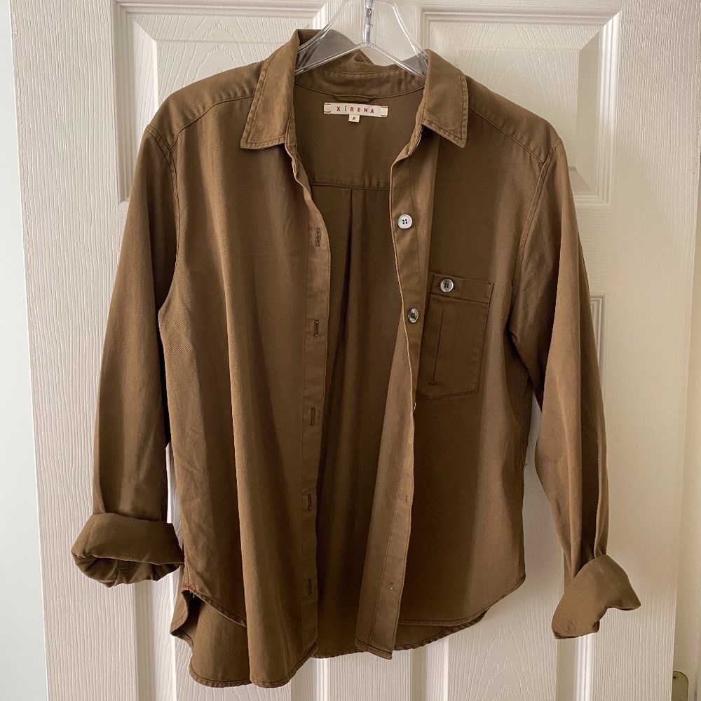 XIRENA Pocket Button-Up Shirt Jacket Brown